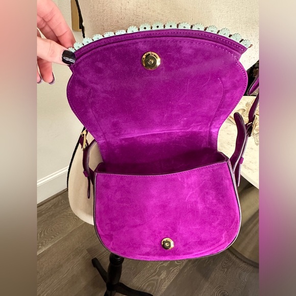 Collector’s Item (Rare Find) Roberto Cavalli purple suede beadded crossbody bag - Picture 5 of 13